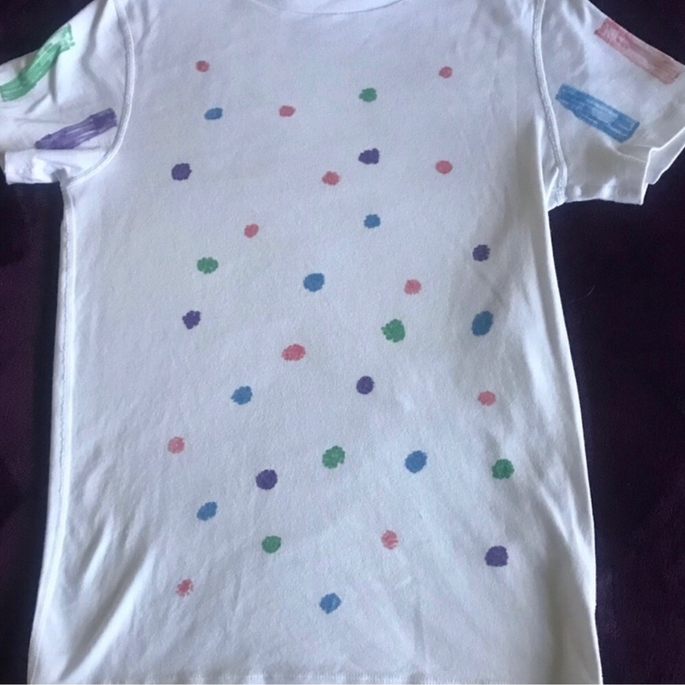 Boys White Polka Dot Tee with Multicolor Dots from Hannah Andersson Size xl